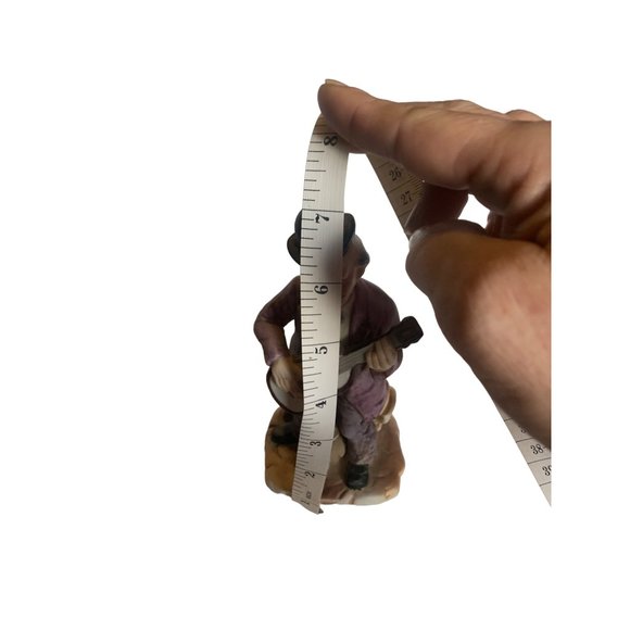 Musician Man With Dog And Guitar 7" Tall 3" Across The Bottom   Good Condition - Picture 13 of 13